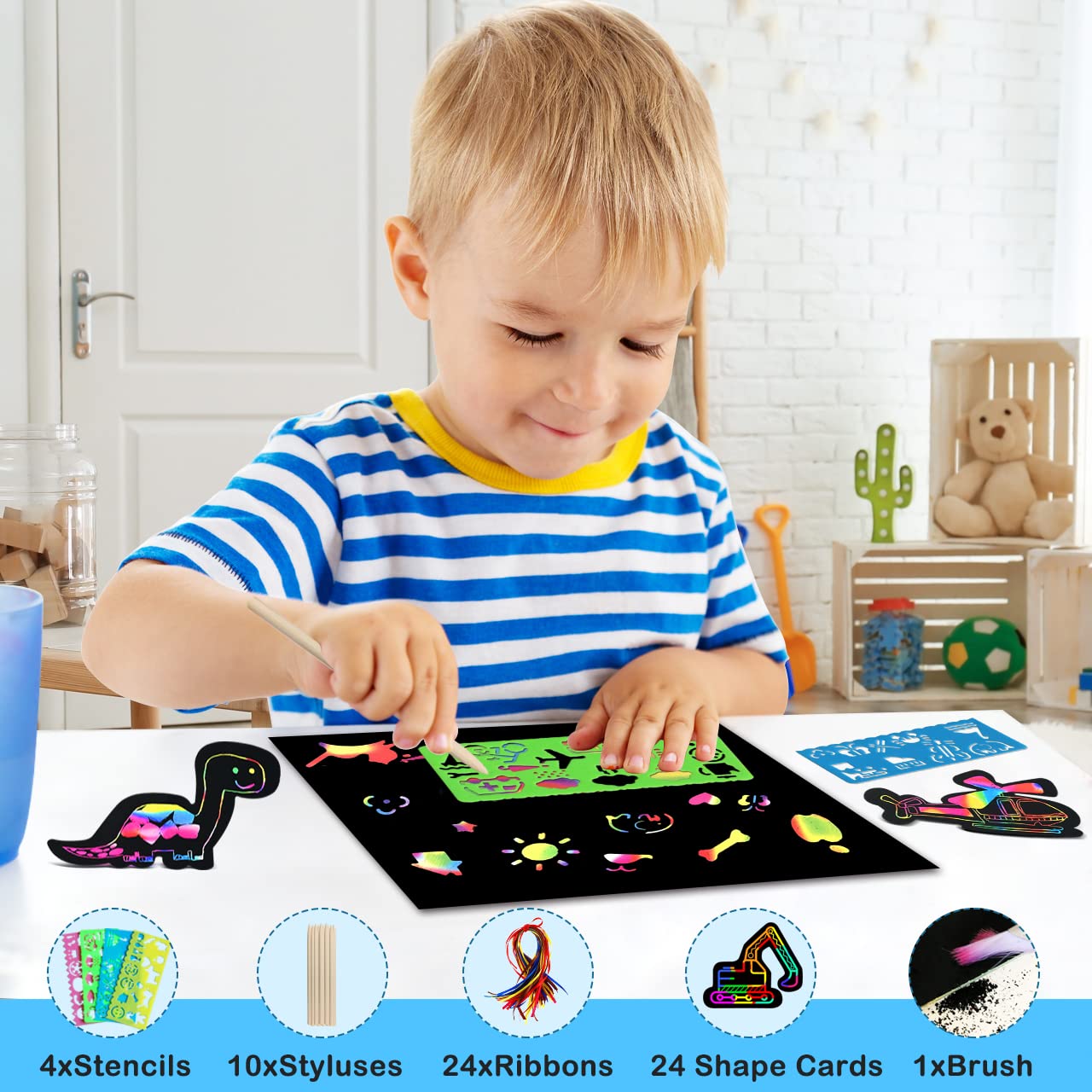 Zmlm Scratch Paper Art Set For Kids: Rainbow Magic Scratch Off Art Craft Supplies Kit Birthday Party Toy 3 4 5 6 7 8 9 10 Year Old Boys Girls Gift Christmas Holiday Activity Craft Gift