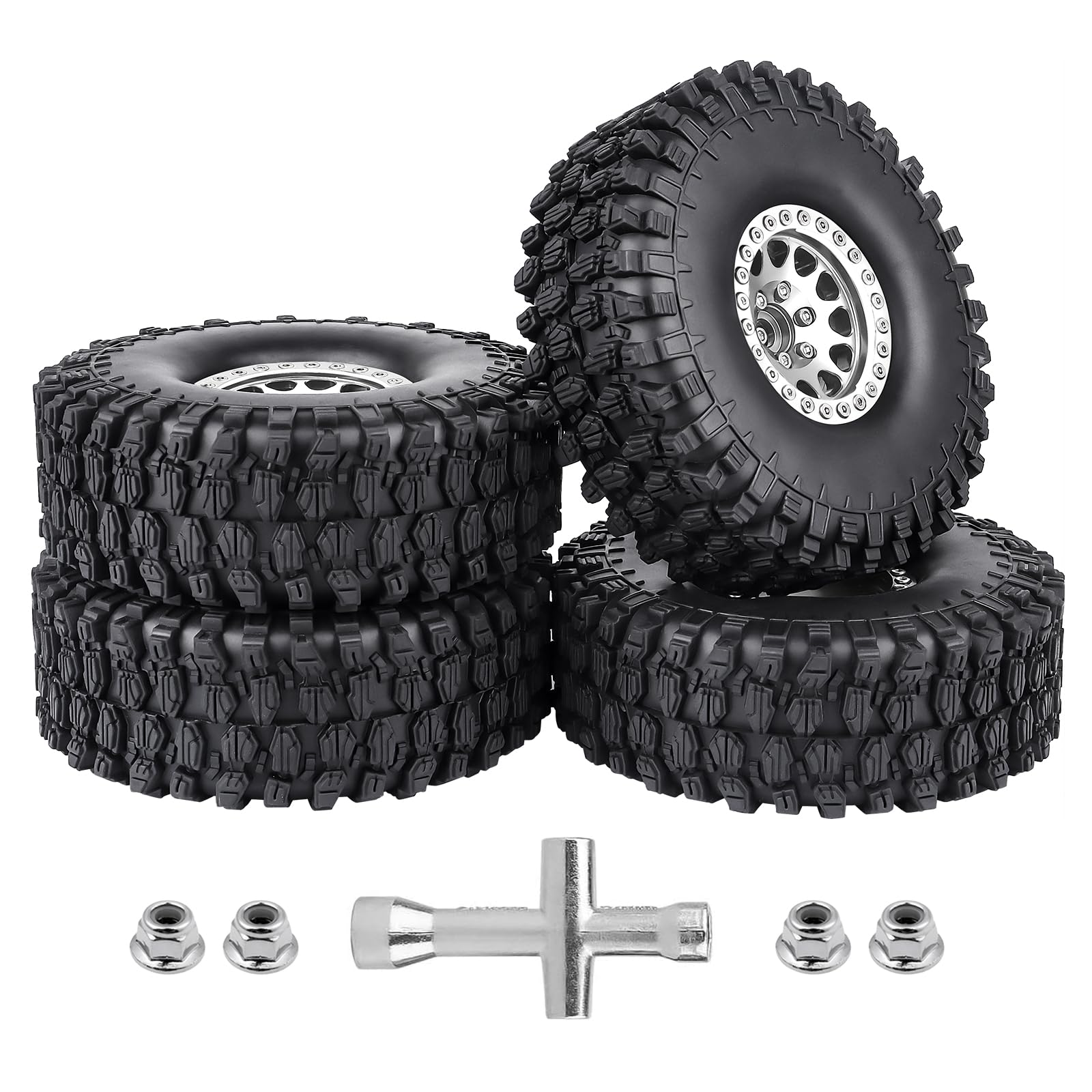 Crazyhobby Aluminum 1.9 Beadlock Wheels And Tires For Traxxas Trx4 Axial Scx10 Ii Iii Rr10 Wraith Redcat Gen 8 Gen 7 Rc4Wd 1/10