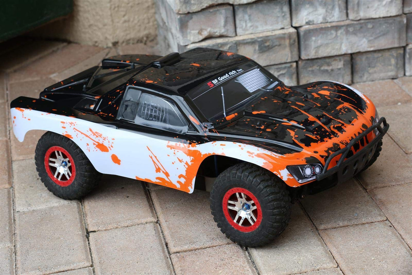 SummitLink Compatible Custom Body Muddy Orange Over White/Black Replacement for 1/10 Scale RC Car or Truck (Truck not included)