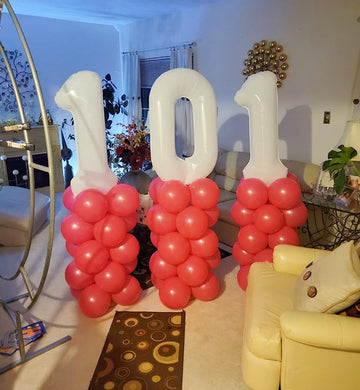 White Balloon Number 0 Birthday Balloon 40 Inch, Large Giant Jumbo Mylar Foil Helium Balloon For 2025 10 20 30 40 50 60 70 80 90