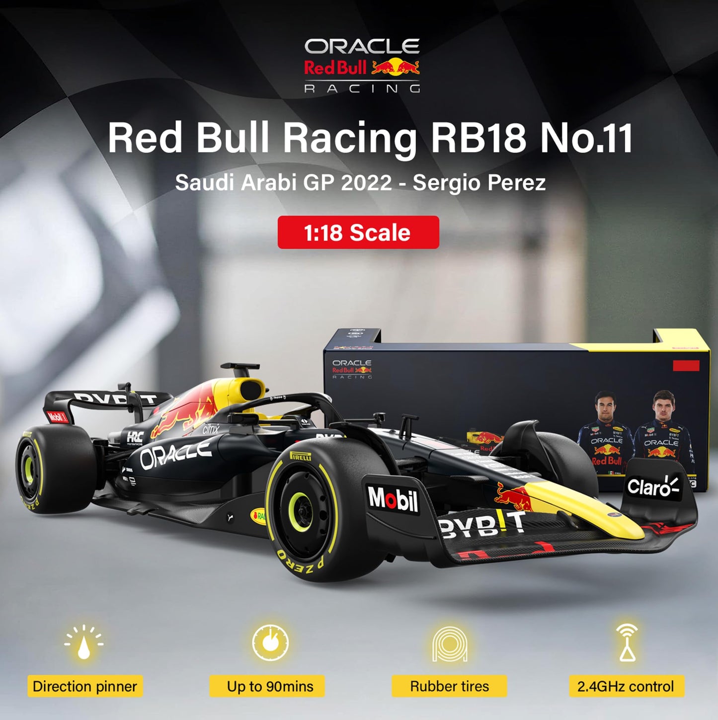 Voltz Toys Authentic Licensed 1:18 F1 RedBull Rb18 Car Remote Control Car - F1 Collection RC car Series for Kids and Adults - 2.