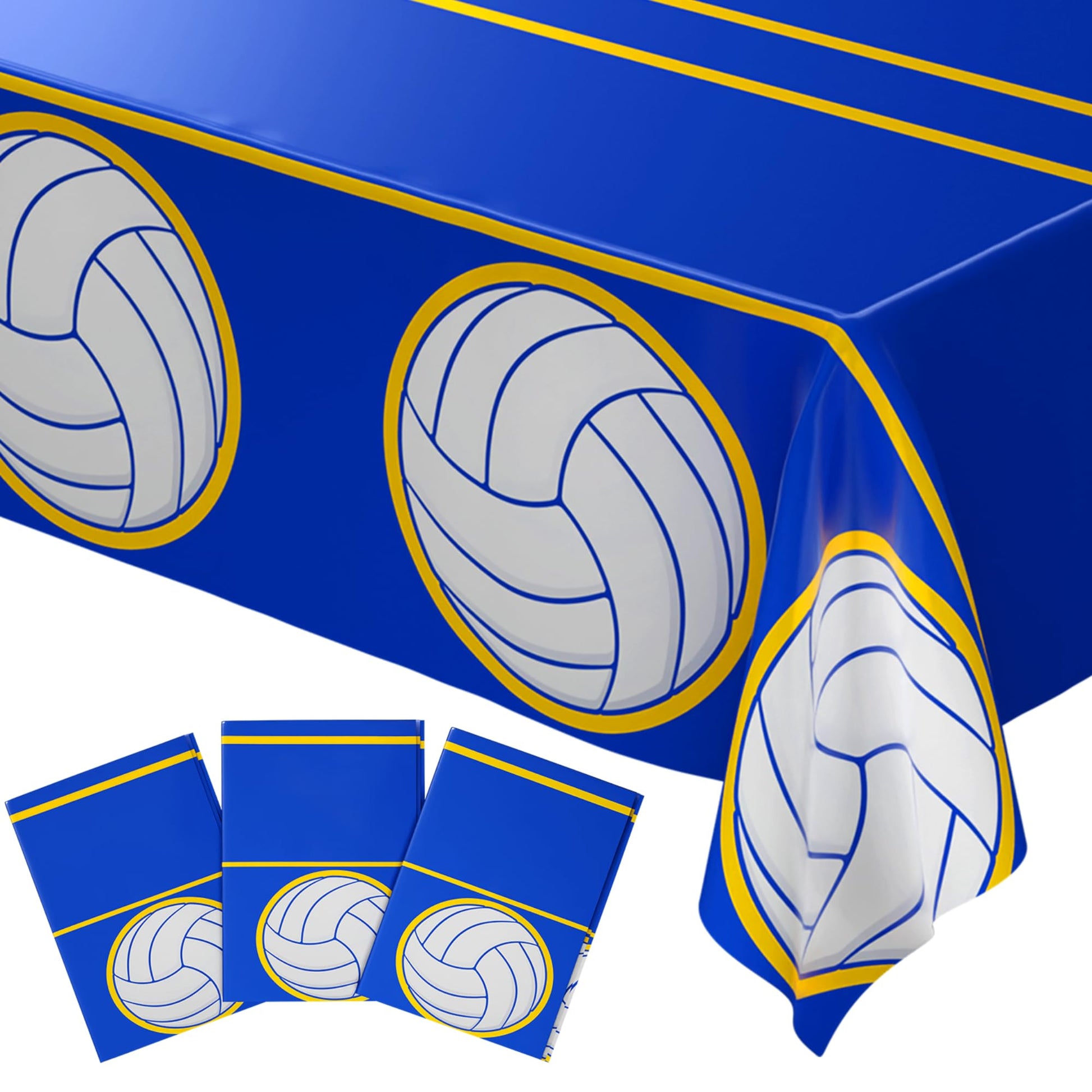 Blue Orchards Volleyball Table Cover (Pack of 3) - 108x54 Volleyball Decorations, Sports Themed Birthday Party Supplies, Volleyb