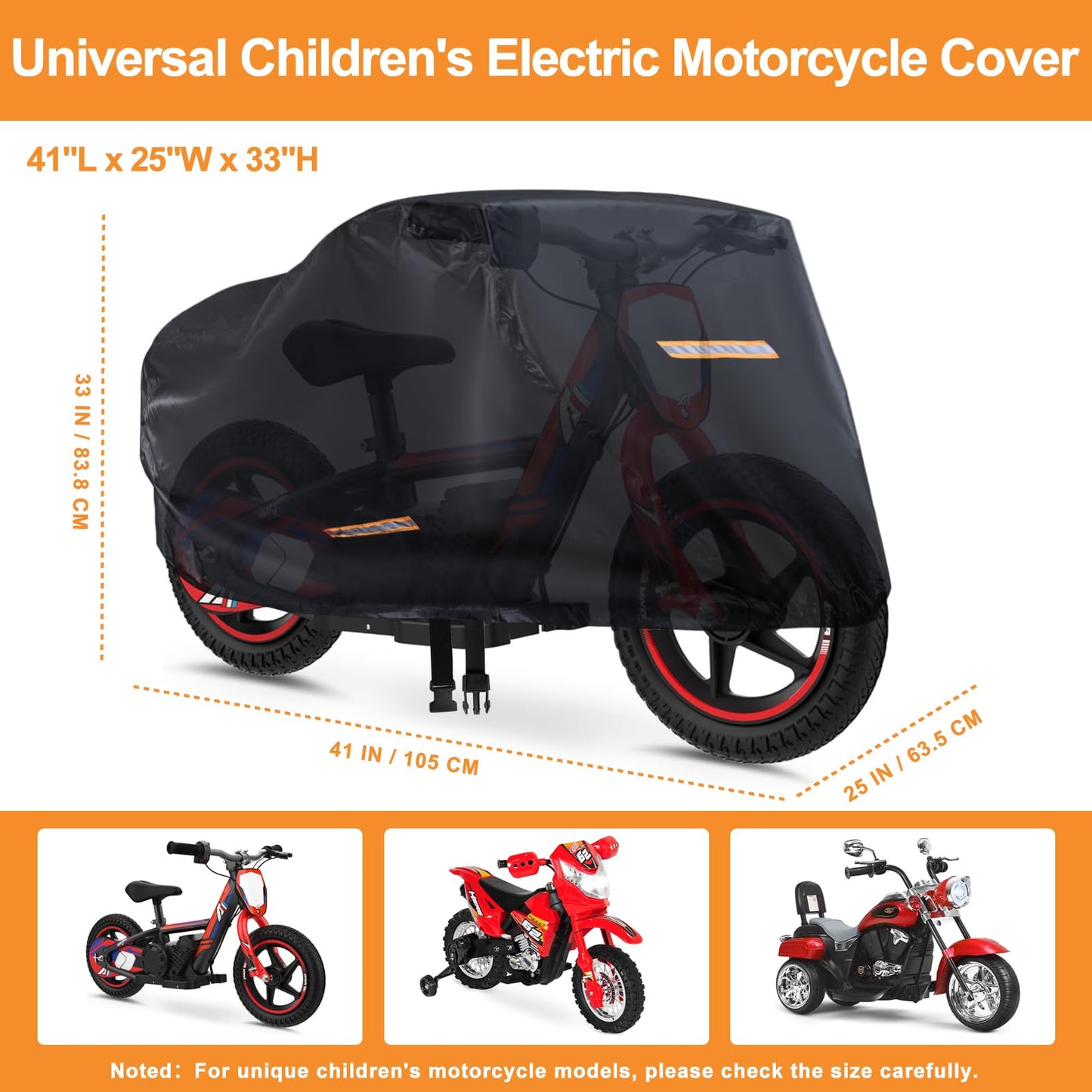Kids Bike Cover Waterproof Outdoor,Grabado Heavy Duty 420D Kids Motorcycle Bike Cover,Universal Children'S Tricycle Cover With 4