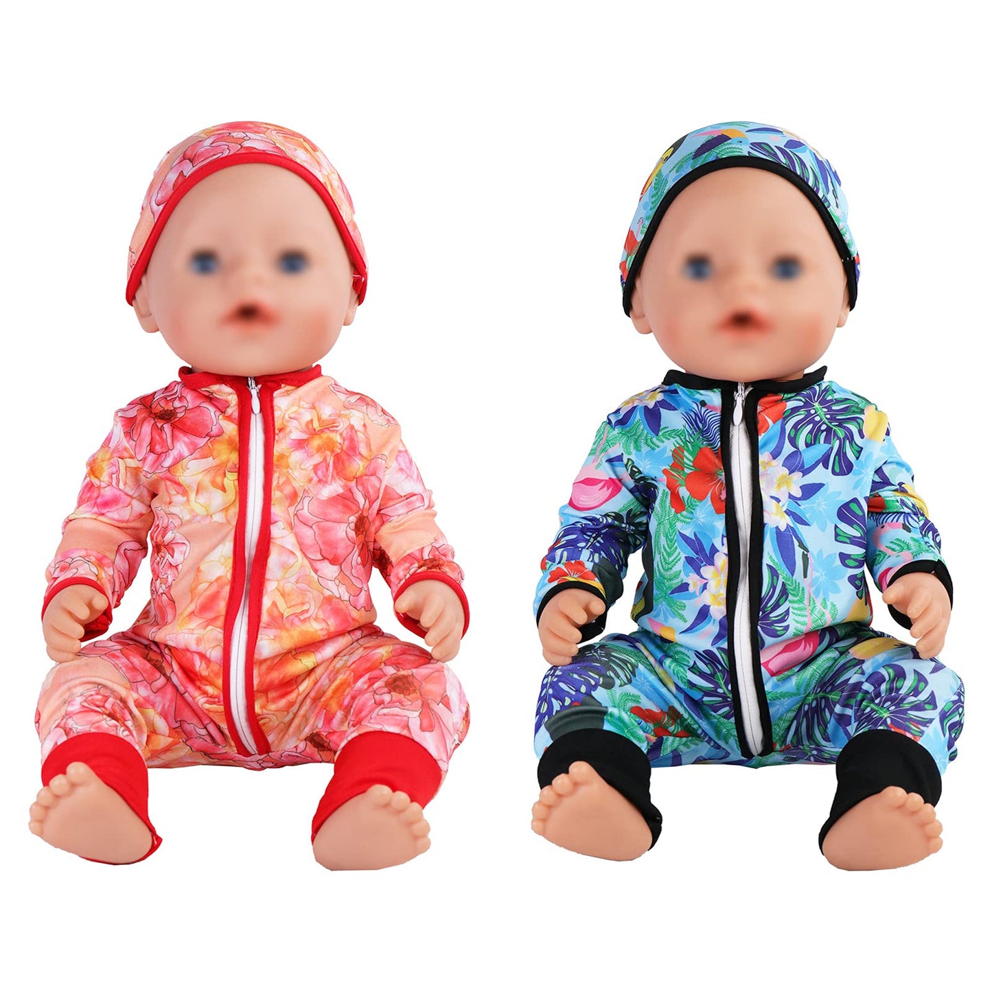 Sotogo 5 Sets Baby Doll Clothes Outfits Jumpsuits With Hats For 14 To 17 Inch Baby Doll, 43Cm New Born Baby Doll, American 18 In