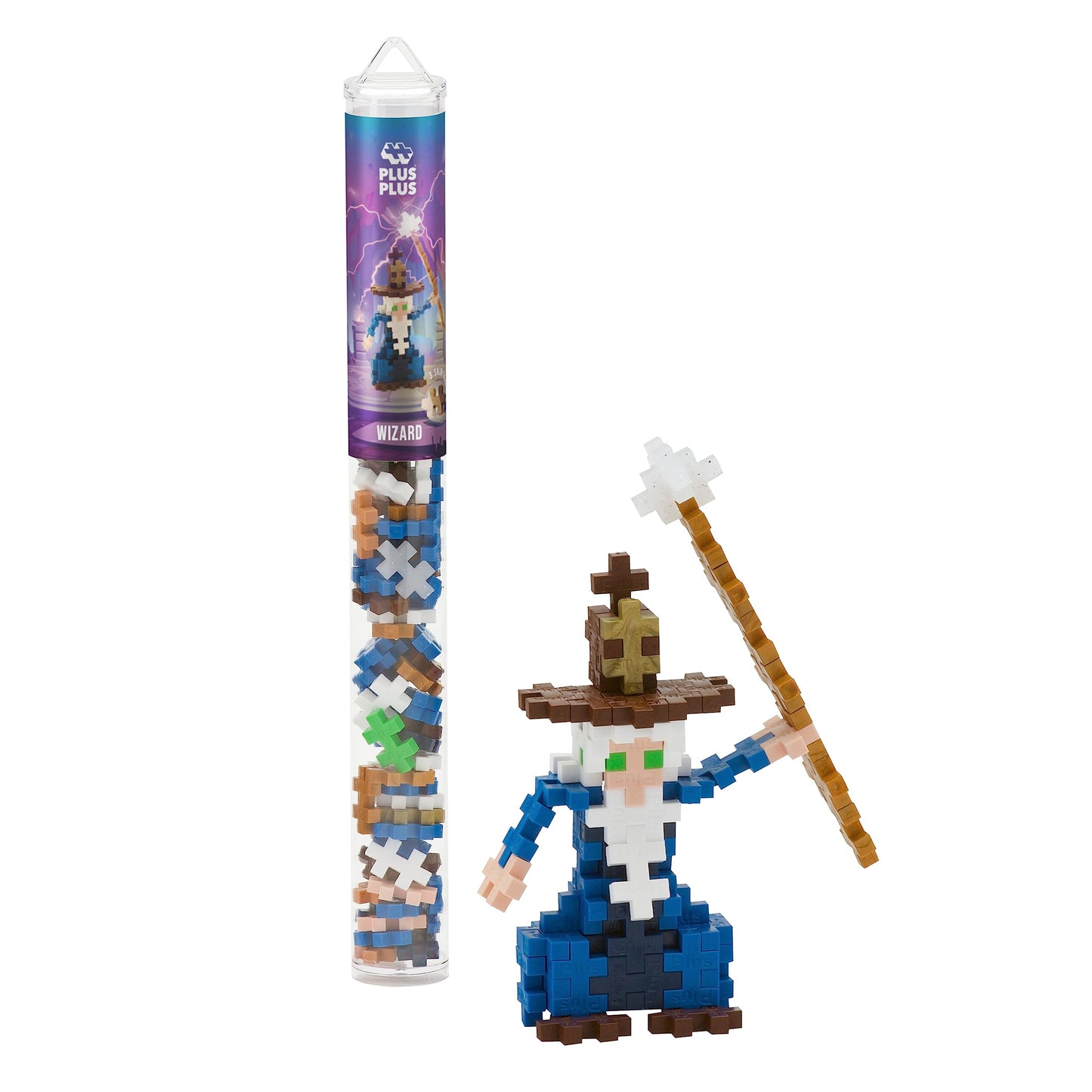 PLUS PLUS 3D Puzzle Building Block Set - 70 Interlocking Pieces, Wizard Mini Maker Tube, Multi-Color, Model 5143, Fun STEM Toy for Kids