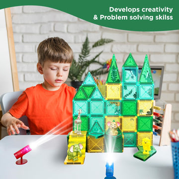 Magnetic Tiles For Kids Ages 4-8 Educational Toys Magnet Building Blocks 54 Set Montessori Cubes For Boys Girls Gift Birthday Pr