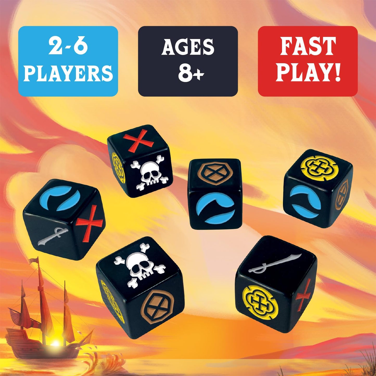 Messy Table Games Pirate Dice Game | Fun for Kids & Adults | Ages 8+ | Multi-Color Cardboard