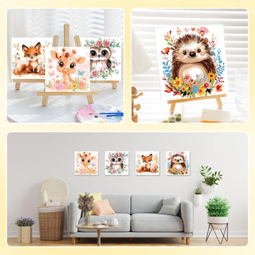 HEIBAGO Framed Paint by Numbers kit for Kids, 4 Pack Cute Animal Paint by Numbers for Kids Ages 8-12, Paint by Numbers Kits Chil