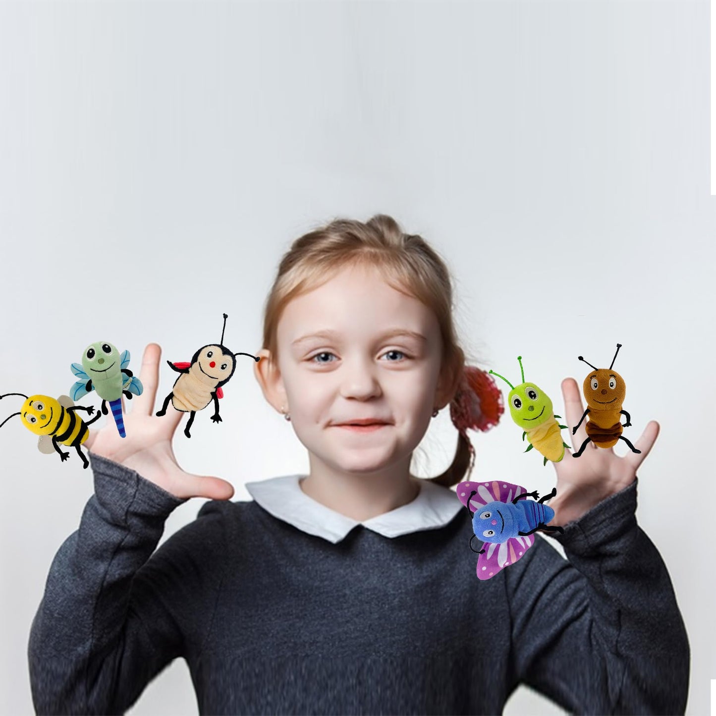 JUSTQUNSEEN 6pcs Insect Finger Puppet Set, Mini Hand Puppets Suitable for Kids, Cute Animal for Role-Playing and Storytelling, R