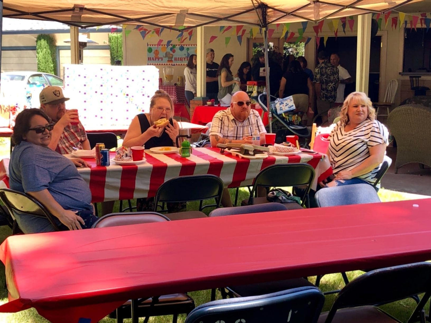 Oojami Red & White Stripes Carnival Theme Party Tablecover Pack of 6