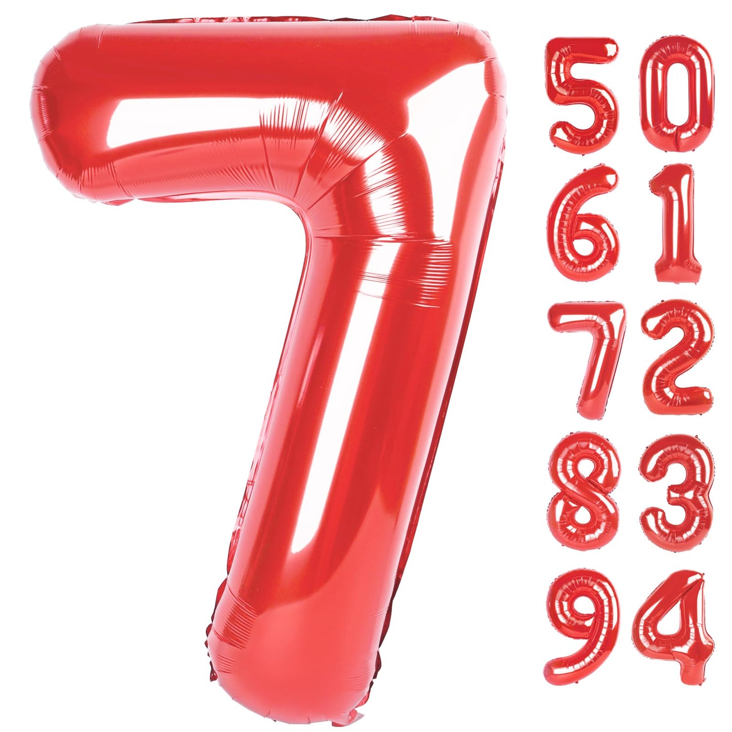 Red 7 Balloon, Number Balloon 40 Inch, Red Party Decorations, 7Th Balloon Number, Red Seven Iron Man Ladybug Spiderman Birthday