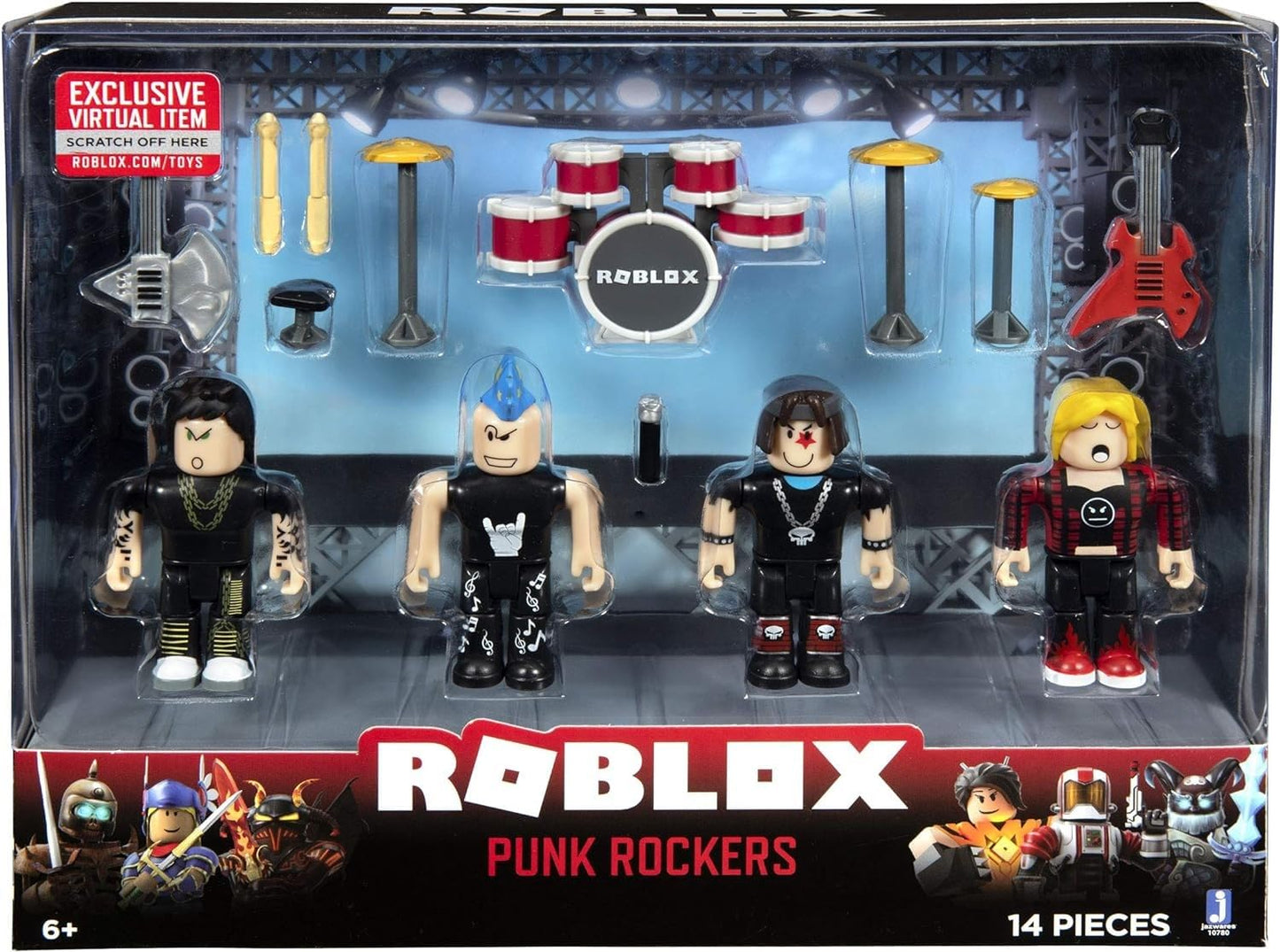 Roblox Action Collection - Punk Rockers Four Figure Pack [Includes Exclusive Virtual Item]