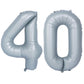 40 In Matte Gray Number Balloons Helium Foil Mylar Balloon Birthday Party Banquet Decoration 40