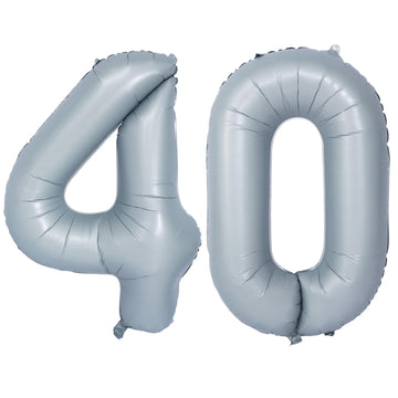 40 In Matte Gray Number Balloons Helium Foil Mylar Balloon Birthday Party Banquet Decoration 40
