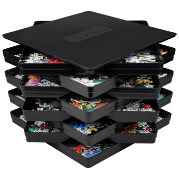 8 Puzzle Sorting Trays With Lid 8X8 Premiunm Puzzle Trays For Puzzle Lovers For Puzzles Up To 1000-1500 Pieces,Puzzle Tray, Convenient Tool For Puzzle Lovers (Black)