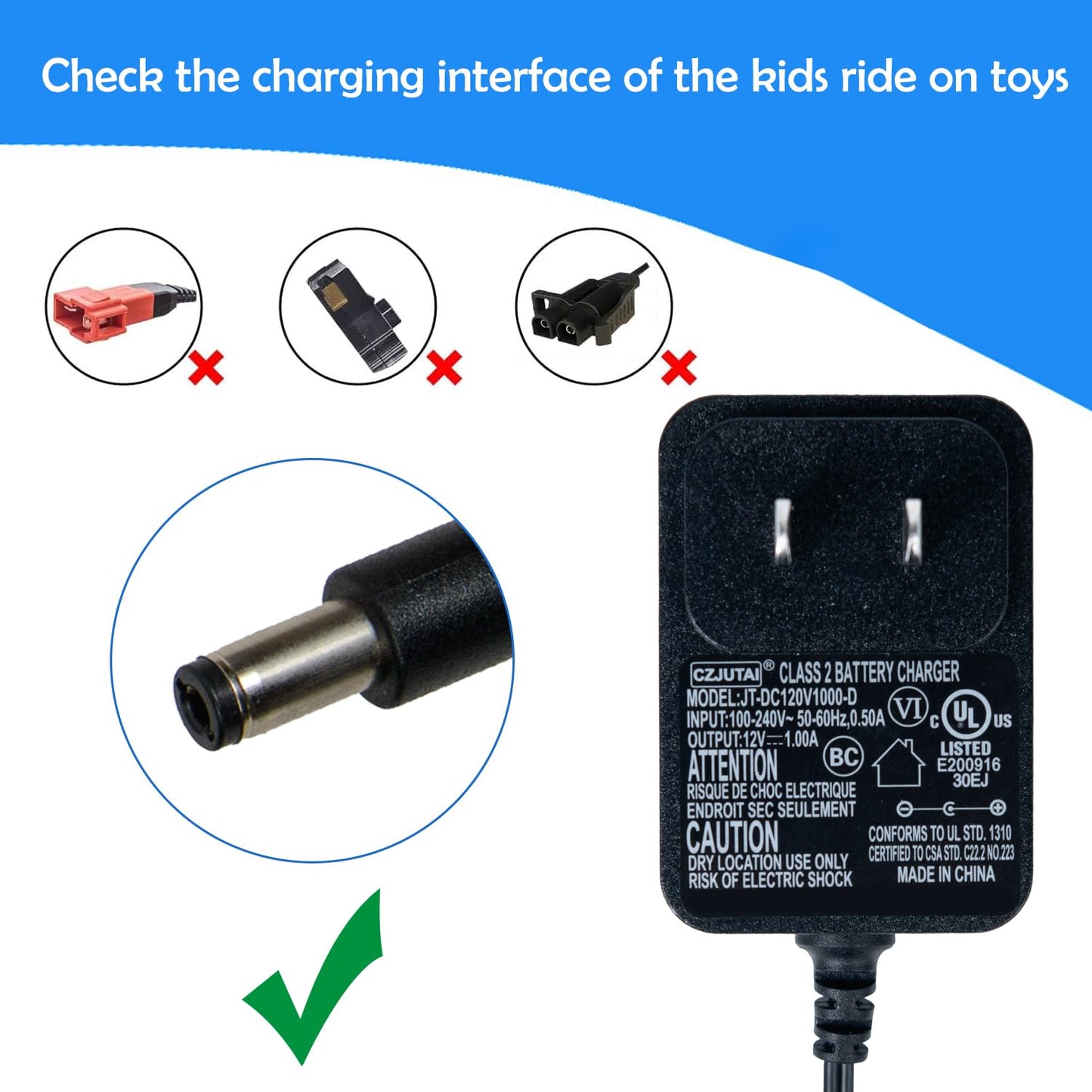 12V Charger for Kids Ride On Car,12 Volt Battery Charger for Best Choice Products SUV Car a Variety of Electric Baby Carriage Ri