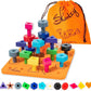Skoolzy Toddler Peg Board 38 Pcs With Ebook - Pegboard For Toddlers - Stacking Peg Board - Color Matching & Shape Recognition Toy For Toddlers 3+