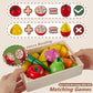 HERSITY Wooden Play Food Set Cutting Fruits and Veggies Toys for Toddlers 1-3, Pretend Play Kitchen Accessories Montessori Educa