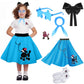 Pikpops 1950S Girls Poodle Skirt Dress Up Kit, Bobby Sock,Chiffon Scarf, 50S Costume Outfit For Kids Toddler (Blue, 7-10 Yrs)