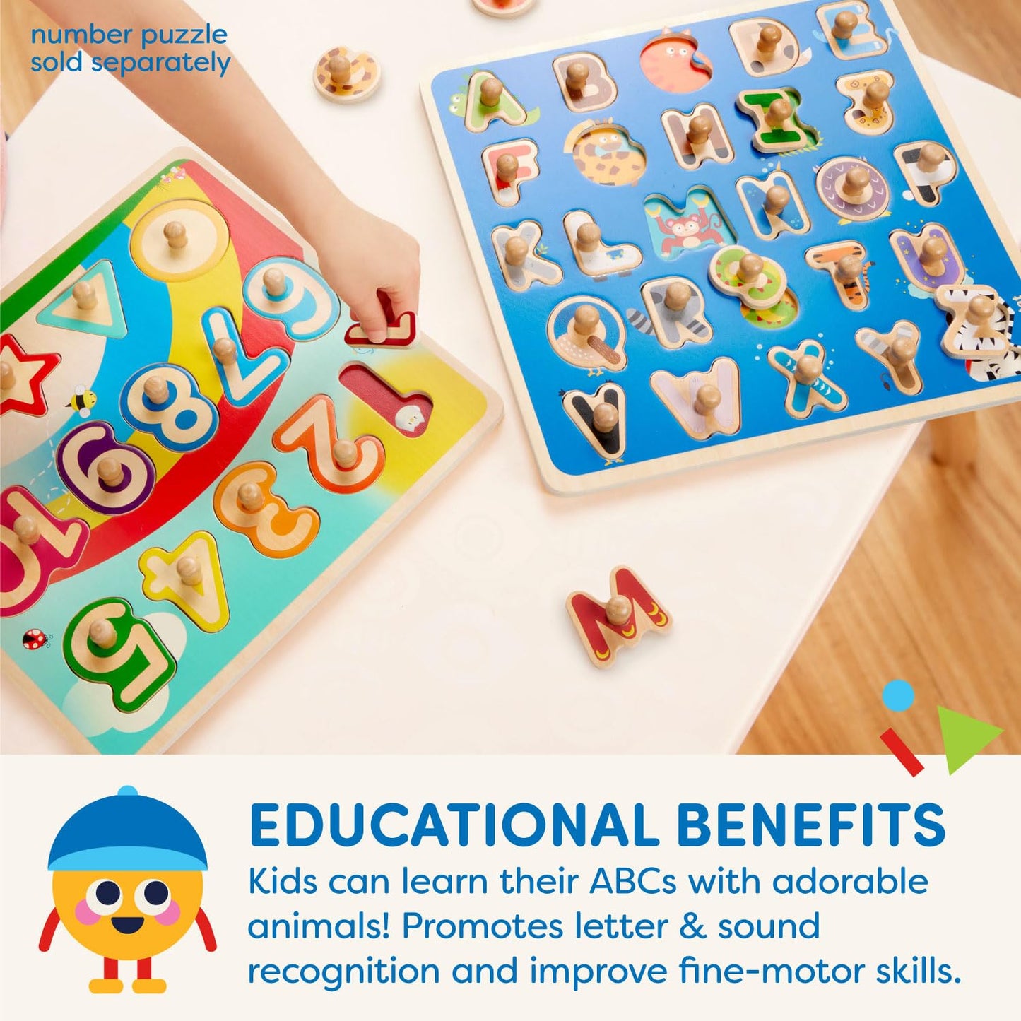 Battat – Wooden Peg Puzzle – Abc Puzzle For Toddlers – Wooden Toys – Educational Toys – 2 Years + – Wooden Peg Puzzle: Critters