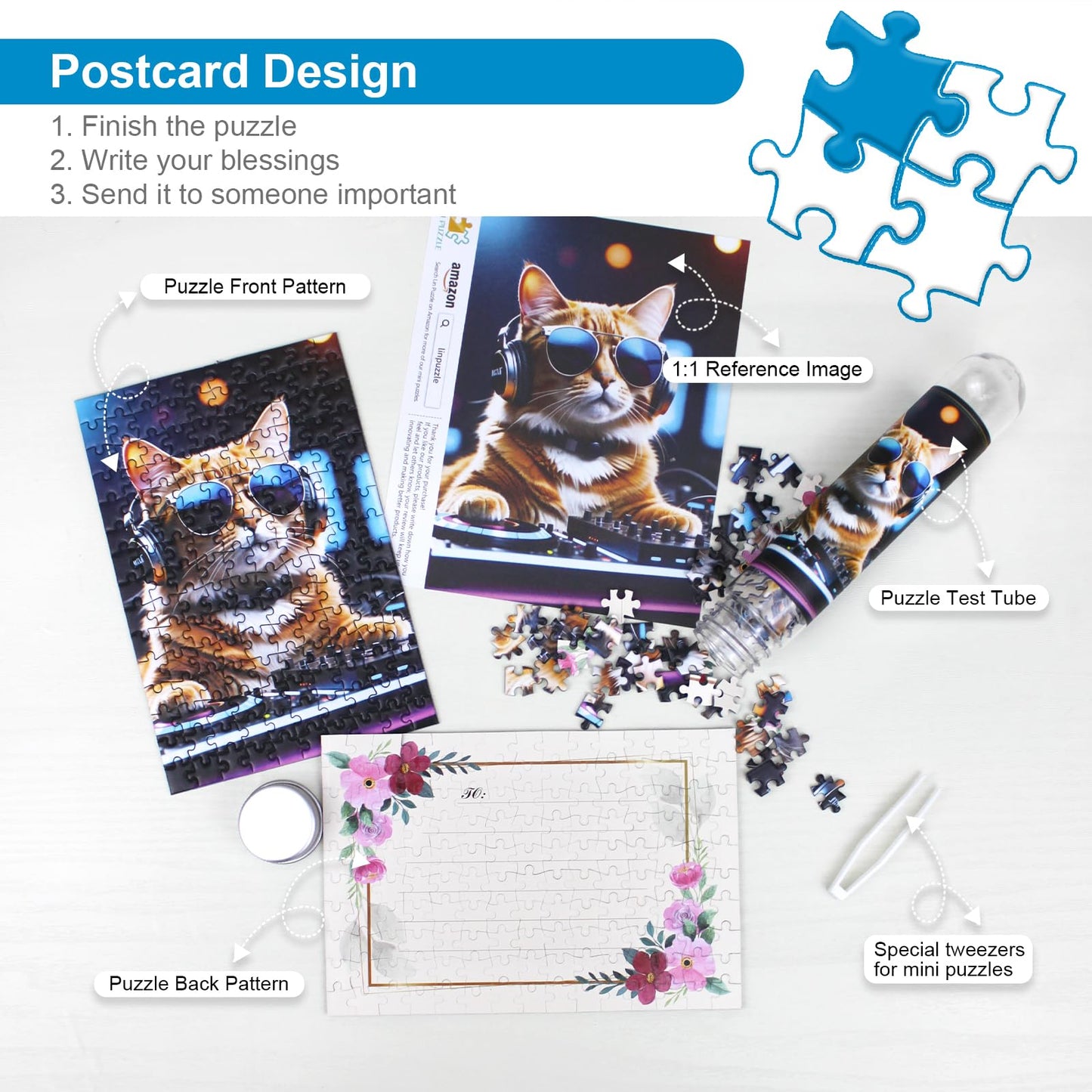 Mini Jigsaw Puzzles for mature-themeds (4 Packs) 150 Pcs with Reference Blueprint  Micro Puzzle  Comes with Tweezers  Suitable As a Gift