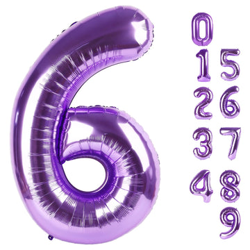 Number 6 Balloon 40 Inch, 6Th Birthday Balloon For Boy Girl, Purple Jumbo 16 60 61 65 Foil Mylar Helium Number Balloons For Merm