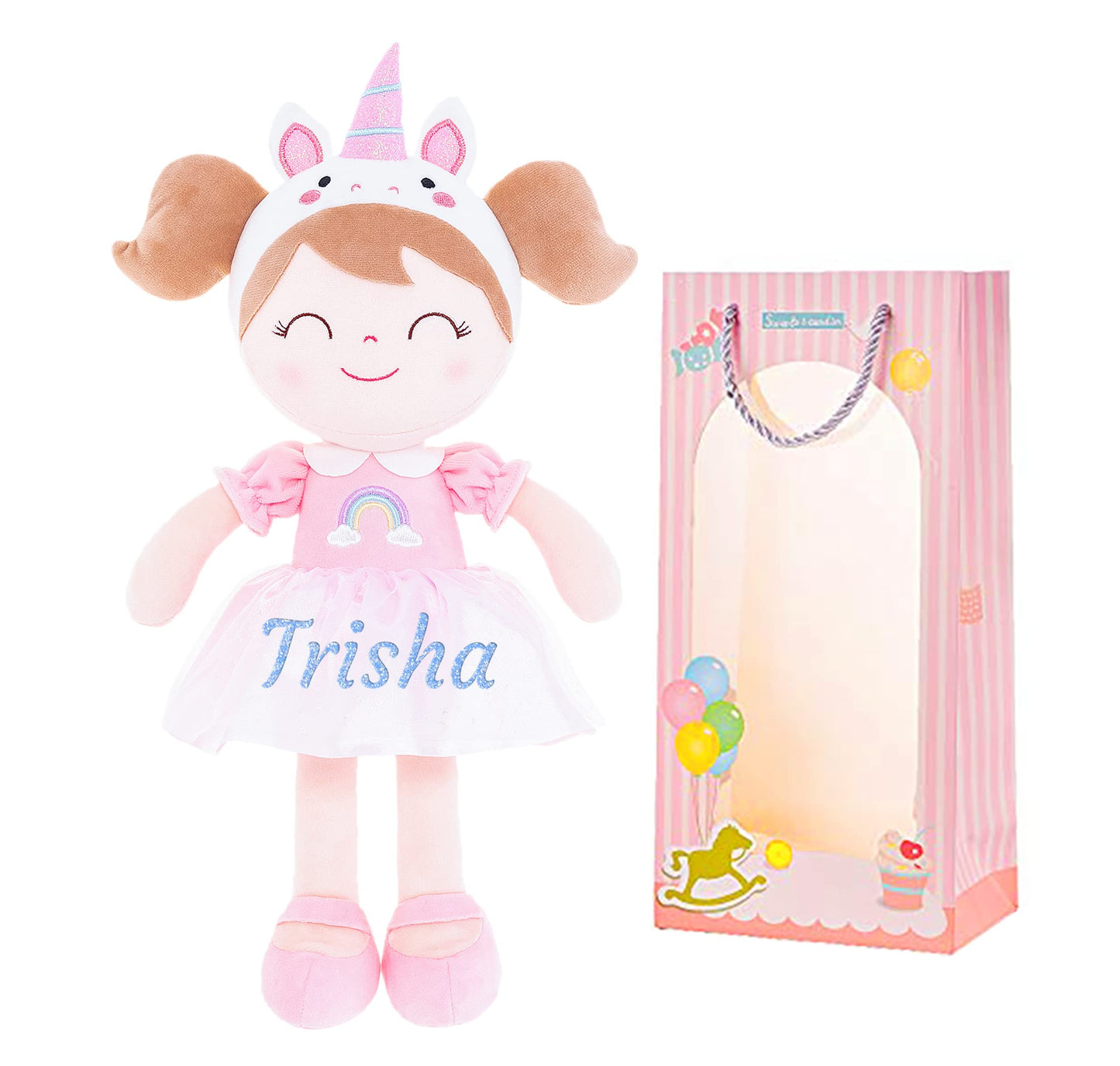 Gloveleya Personalized Doll With Your Name - Cute Pink Unicorn Custom Soft Plush Doll For Girls Plush Doll Customized Gifts - Muñecas De Trapo Personalizadas Para Niñas