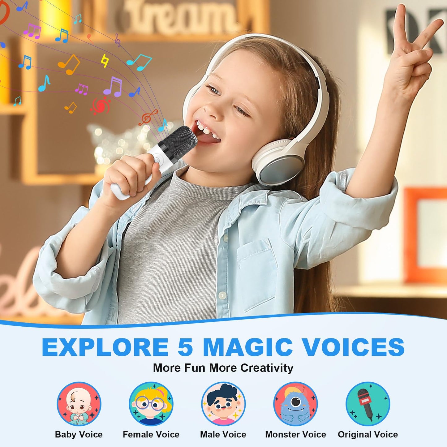 Mini Karaoke Machine For Kids Adults, Fun Portable Bluetooth Speaker With 2 Wireless Microphones, Stereo Sound Enhanced, Rich Ba