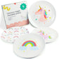 Tiny Expressions Unicorn Plates - 10 Set of 4 Reusable Melamine Party Plates with Rainbows, Stars & Whimsical Unicorns - Ideal f