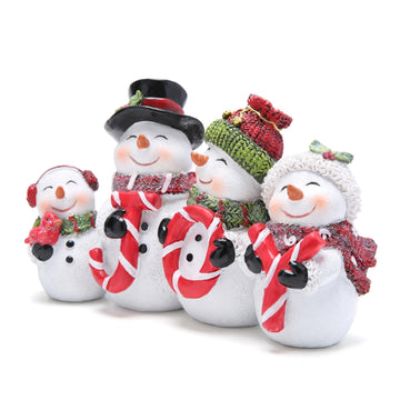 Hodao 7.75'' Christmas Snowman Family Decorations - Handmade Snowman Figurines For Xmas Decor & Party