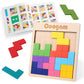 Coogam Wooden Puzzle Pattern Blocks Brain Teasers Game With 60 Challenges, 3D Russian Building Toy Wood Tangram Shape Jigsaw Puzzles Montessori Stem Educational Toys Gift For Kids Adults