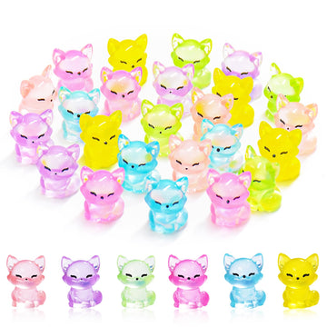 Homico 24 Pieces Mini Fox Animals Luminous Mini Resin Animals Tiny Fox For Dollhouse Micro Fairy Garden Landscape Aquarium Birth