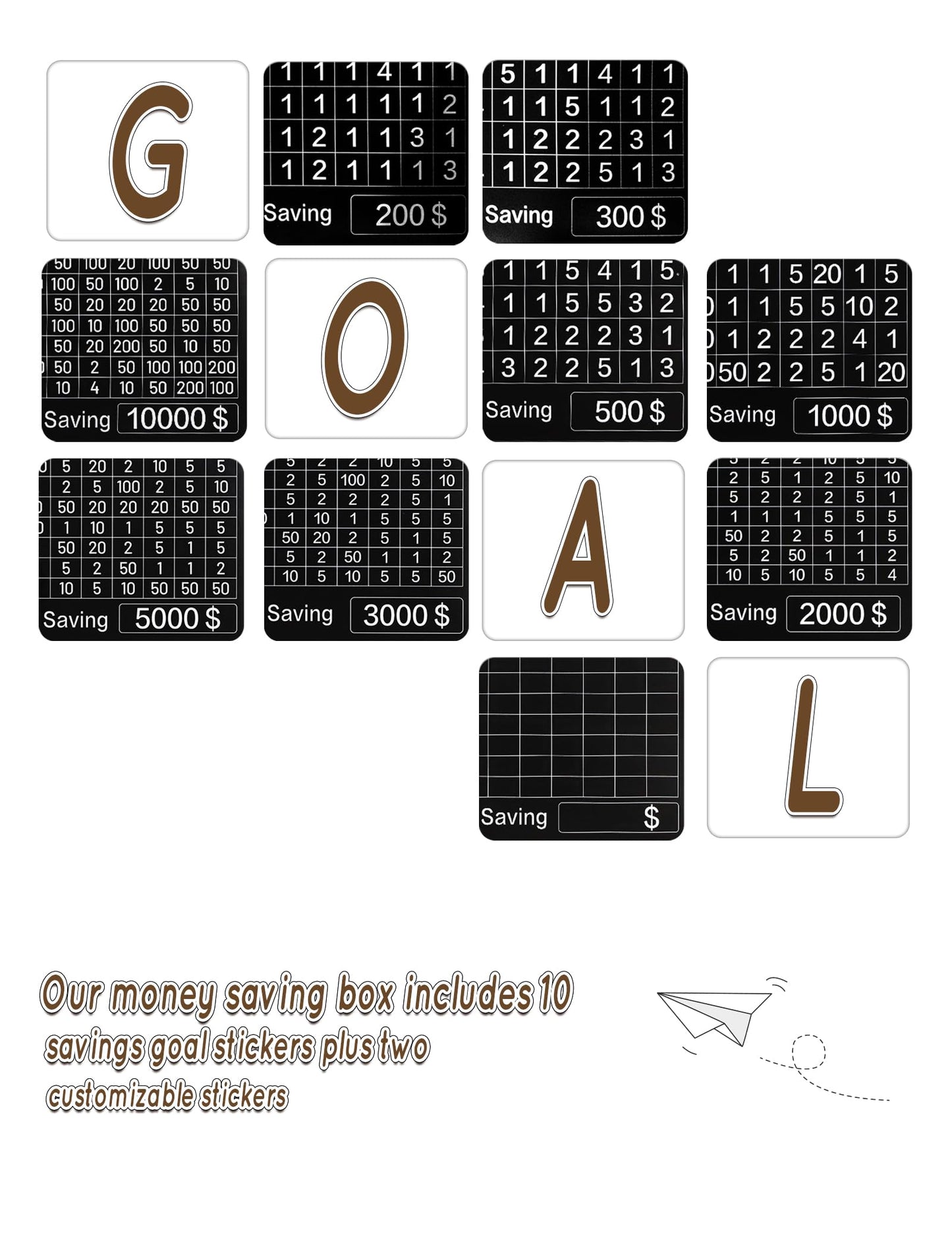 Large Money Saving Box,9.1 X 6.7 X 3.2 Inches,Wood Savings Challenge Box With 10 Targets $200 To $10000,Reusable Cash Savings Bo