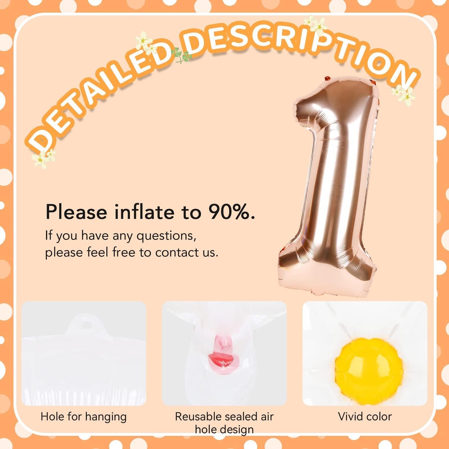 Dripykiaa 5Pcs Groovy One Party Decorations 40 Inch Rose Gold One Balloon For First Birthday Decoration Daisy 1St Birthday Foil