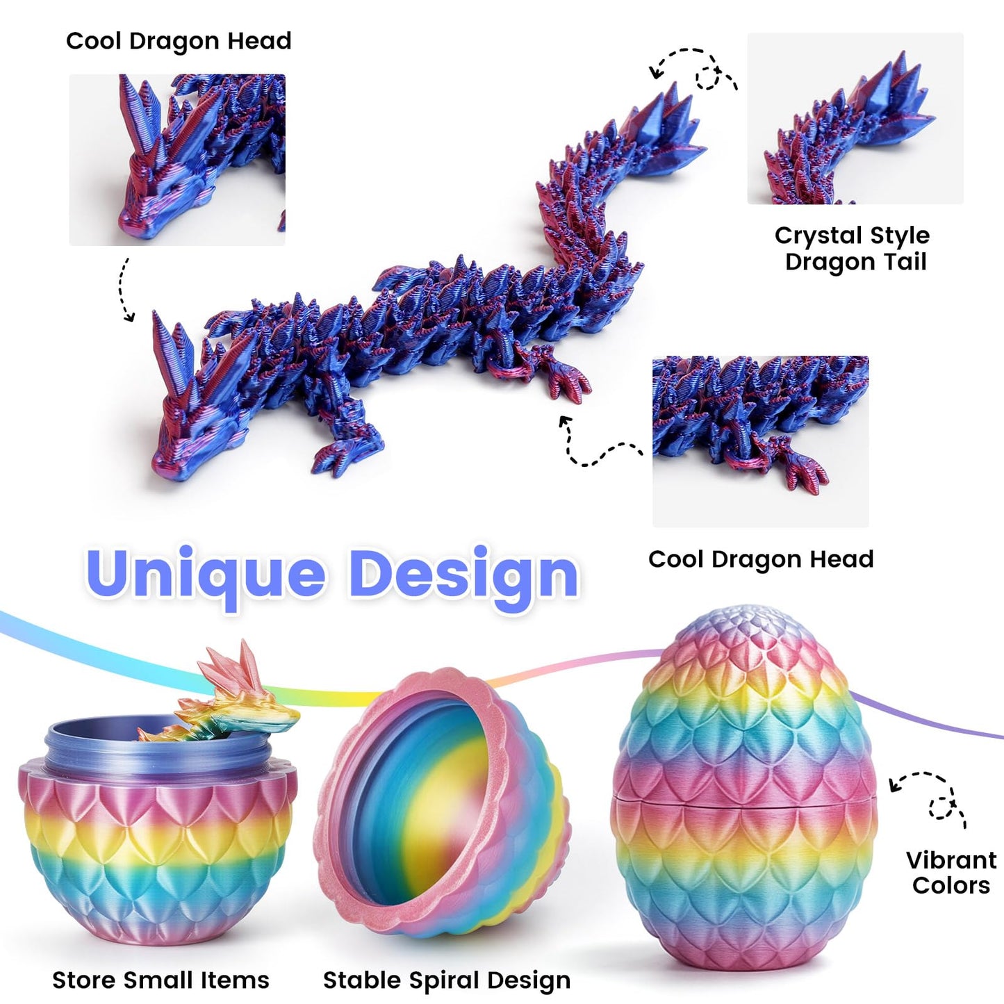 4Pcs 3D Printed Dragon Egg, Executive Desk Toys Dragon Eggs With Dragon Inside, Small 3D Printed Dragon Fidget Toys Autism Toys