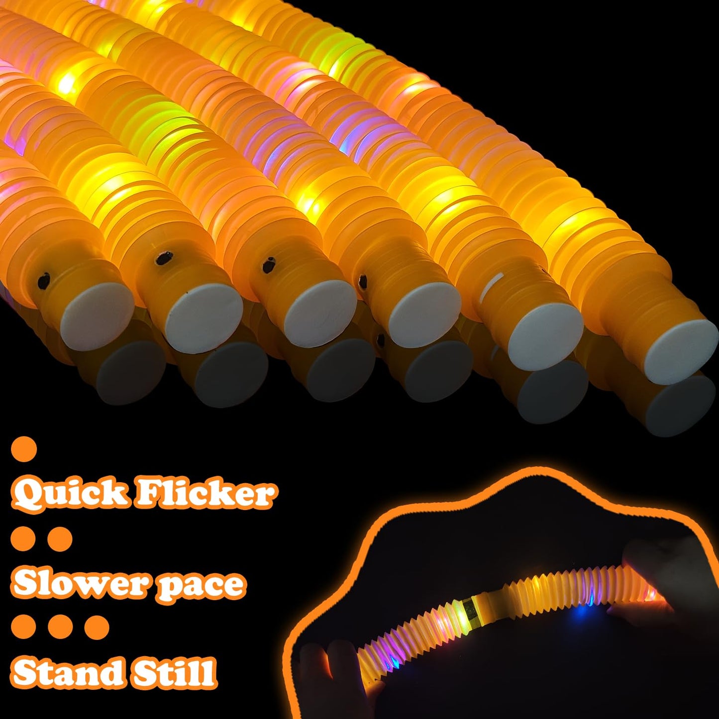 Light Up Glow Necklaces Bracelets Party Favors Accessories For Toddlers, 12 Pcs Orange Glow Sticks Pop Tubes For Kids, Glow Birt