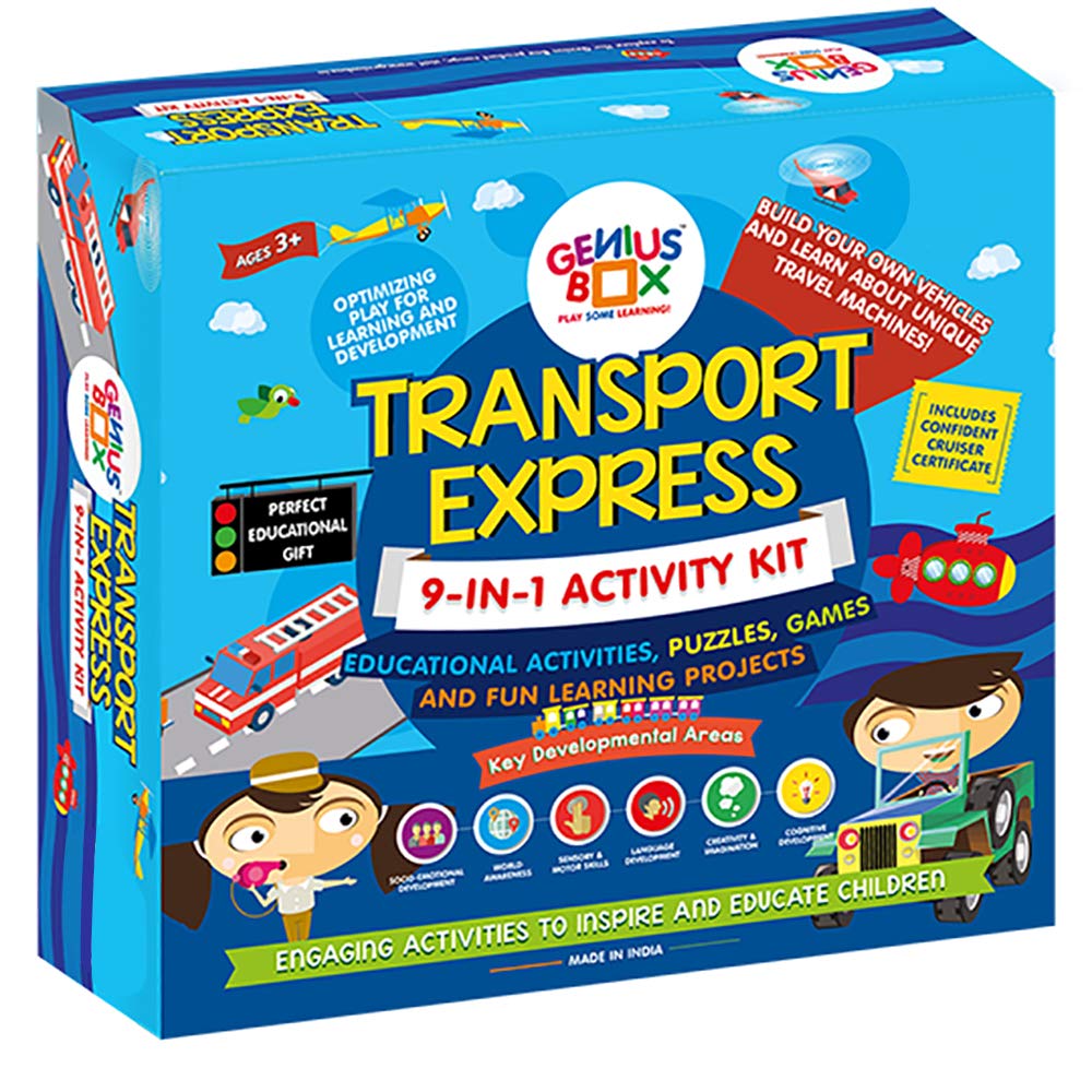 Genius Box  Play Some Learning Transport Express Activity Kit,Paper,Multicolor (Plak0016) 30 Activity Kit
