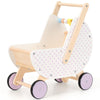 Pillowhale Wooden Baby Walker  &  Doll Stroller - Adjustable Handle Push Cart, Anti-Tip, Quiet Wheels, Pretend Shopping Cart - M