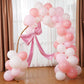 Gejoy 60 Pack Pink Bow Balloon Garland Kit - 12", 10", 5" Balloons with 27.5" Satin Bow for Wedding, Baby Shower, Bachelorette Decor