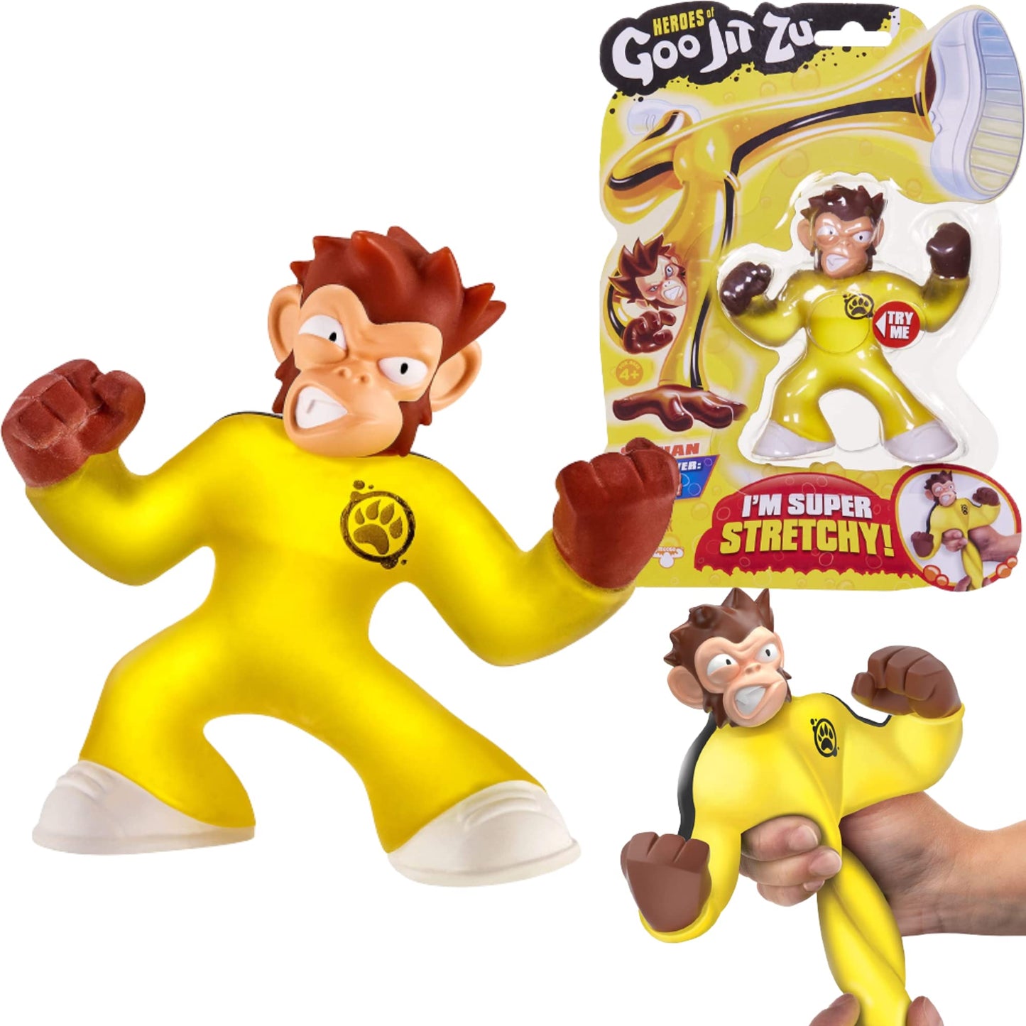 Heroes of Goo Jit Zu Stretchy Monkey Action Figure - Yellow and Brown, Model 41026