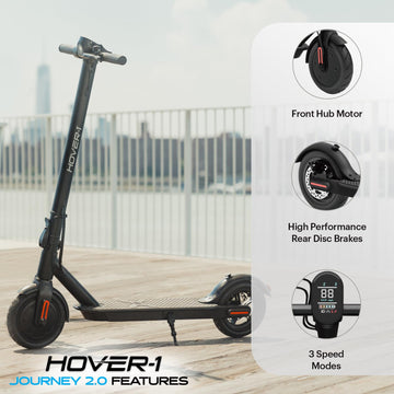 Hover-1 Journey 2.0 Foldable Electric Scooter, 300W Motor, 16 mph, 16 Mile Range, Pink, Commuter Scooter for Adults & Teens