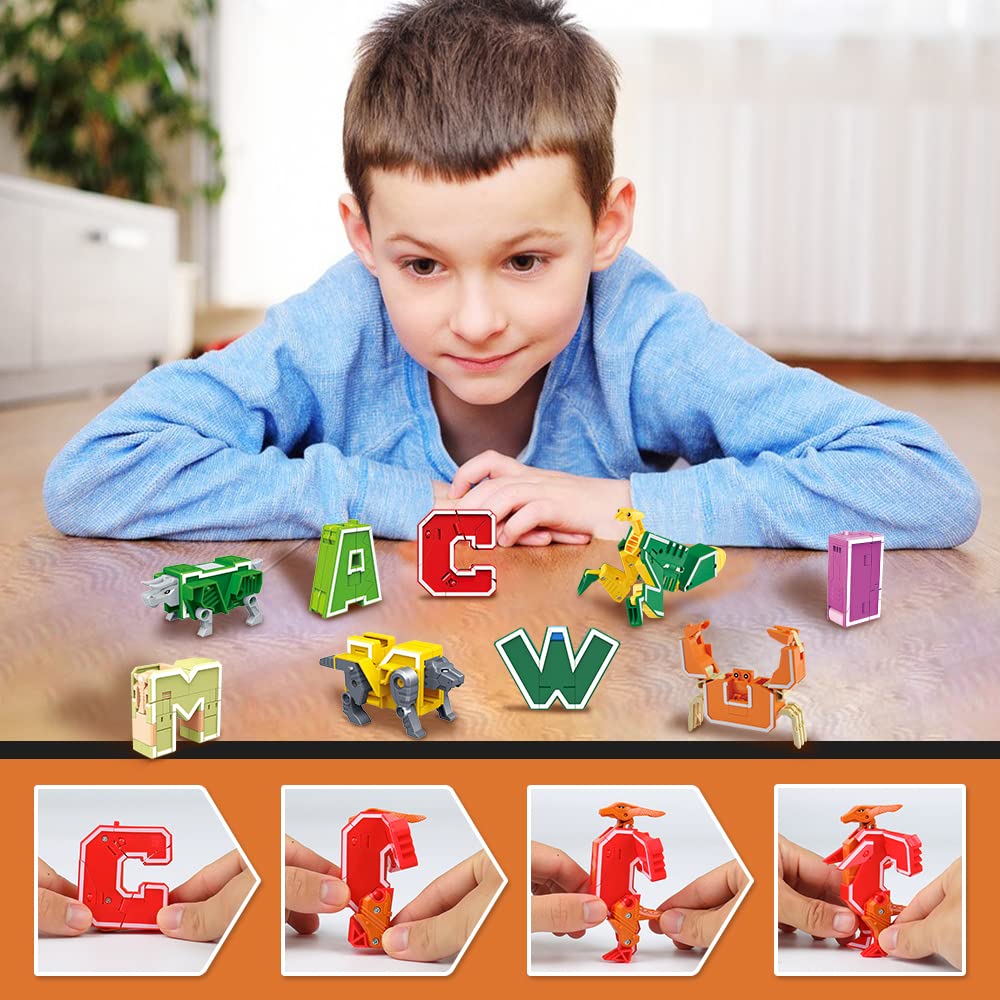 Veais Alphabet Animal Toys For Kids, Stem Abc Learning Alphabots Transforming Toys Classroom Teaching Alpha Bots Toy For Kids 4-