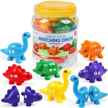 Gkdoms Abc Letters Matching Dinosaur Toys, Double-Sided Alphabet Learning Toy X-Mas New Year Gifts For Kids : Uppercase Lowercase Letters Sorting And Matching Game, Party Favors