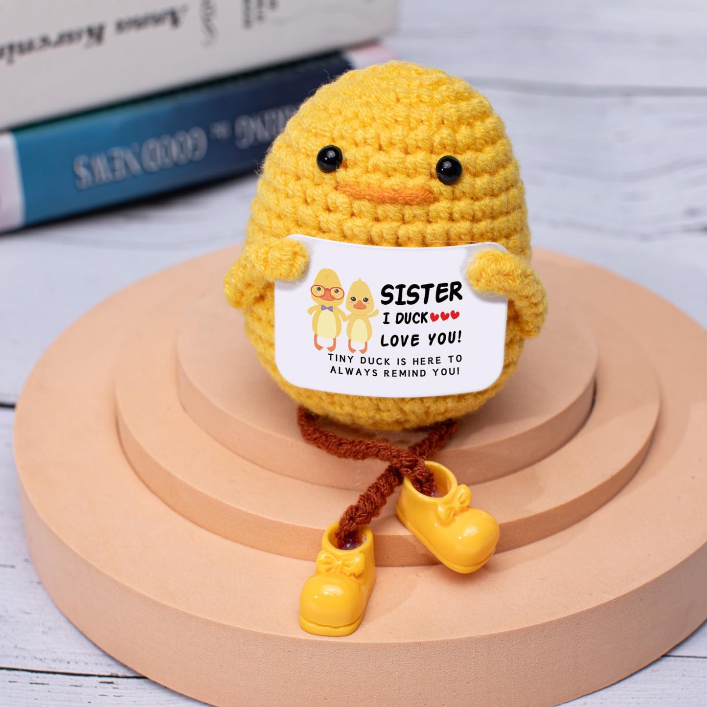Artlunar Gifts For Sister Funny Long Legged Positive Duck Emotional Support Crochet Gifts With Sister I Love You Inspirational C