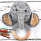 Love Crochet Art Animal Shape Crochet Rattle Cum Soft Toy For Infant, Kids & Babies, Early Age Gift Toys (Elephant  Gray)