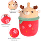 MMguai 14 inch Cute Christmas Deer with Green Scarf,Boba Bubble Tea Plush Soft Pillow Plushies,Large Deer Milk Tea Stuffed Anima