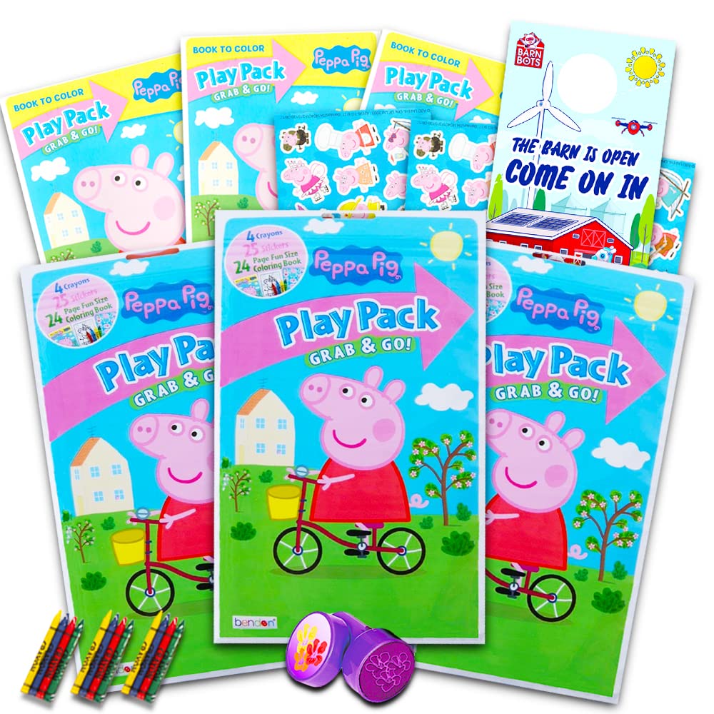 Peppa Pig Coloring Pack Party Favors with Stickers, Crayons and Coloring Activity Book in a Resealable Pouch with Reward Sticker