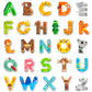 Whaline 52Pcs Alphabet Letters Thick Gel Clings Cute Animals Alphabet ABC Window Gel Decals Colorful Uppercase Animals Stickers 