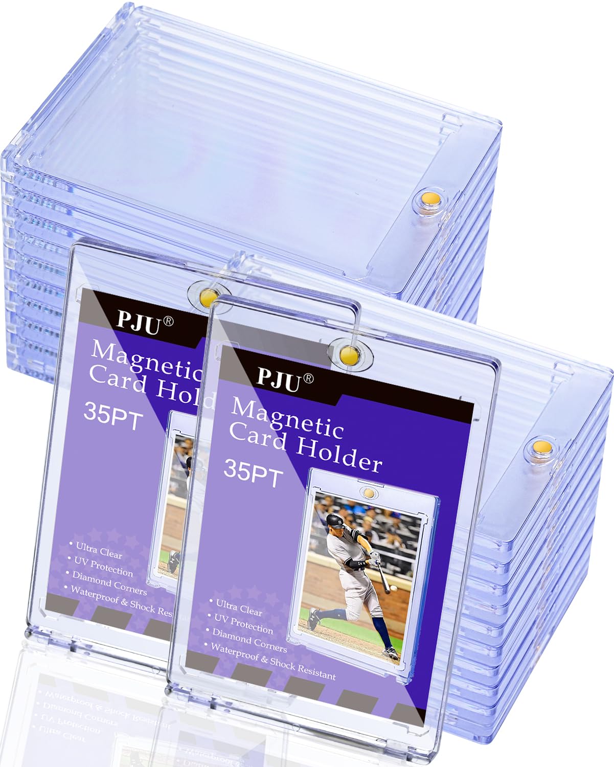 60ct Magnetic Card Holder  35pt One Card Holder Touch for Trading Cards  U-V Protection Magnetic Card Case for Sports Cards  Card Protectors Hard Plastic  Display Case for Baseball Cards  Game Cards