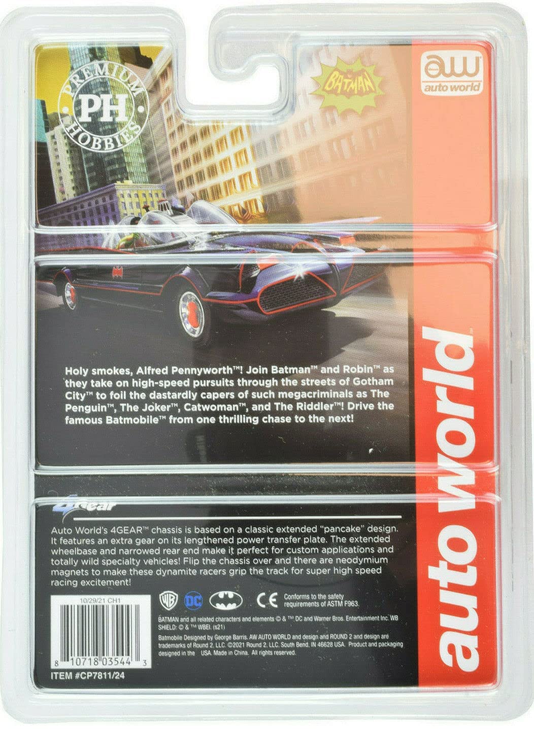 Auto World X Premium Hobbies Blue Comic Book 1966 Batman Batmobile Ho Scale Slot Car Cp7811